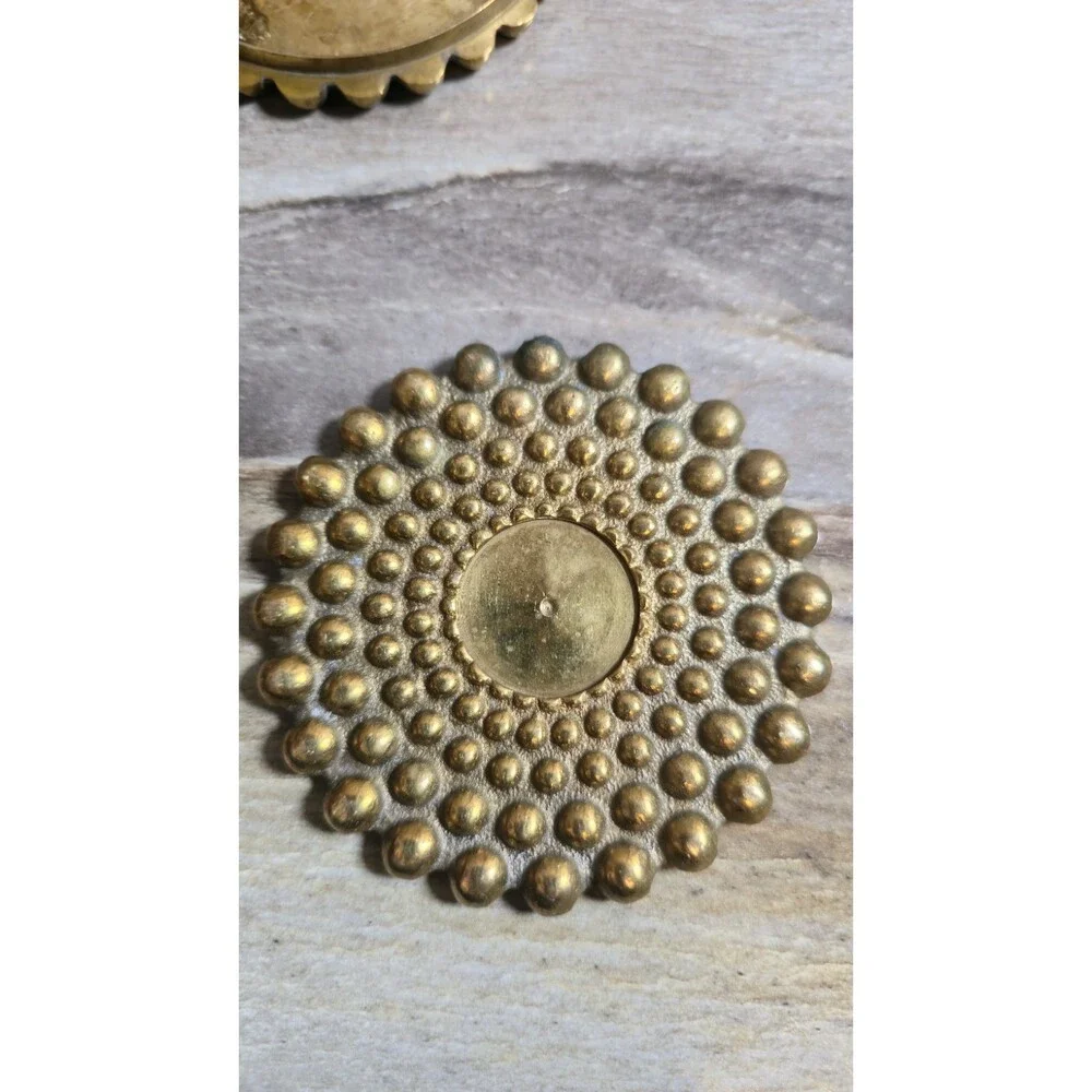 Vintage Solid Brass Hobnail Bubble Coasters Set of 6 Heavy MCM Hollywood Regency